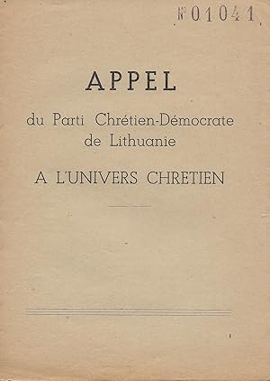 Bild des Verkufers fr Appel du Parti Chrtien-Dmocrate de Lithuanie  l'Univers chrtien. zum Verkauf von Librairie Les Autodidactes - Aichelbaum