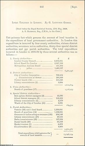 Seller image for Local Taxation in London. An uncommon original article from the Journal of the Royal Statistical Society of London, 1898. for sale by Cosmo Books