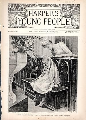 Bild des Verkufers fr ENGRAVING: 'Little Jessie's flower" .engraving from Harper's Young People, March 24, 1891 zum Verkauf von Dorley House Books, Inc.