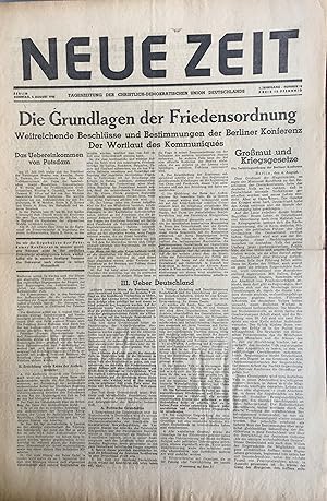 NEUE ZEIT. Tageszeitung der Christlich-Demokratischen Union Deutschlands. Konvolut von 10 Ausgabe...