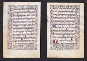 Bild des Verkufers fr Leaf of a Book of Hours printed on vellum / Blatt eines gedruckten Stundenbuches auf Pergament / Feuillet d'un livre d'heures imprim sur velin. zum Verkauf von Antiquariat Steffen Vlkel GmbH