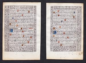 Bild des Verkufers fr Leaf of a Book of Hours printed on vellum / Blatt eines gedruckten Stundenbuches auf Pergament / Feuillet d'un livre d'heures imprim sur velin. zum Verkauf von Antiquariat Steffen Vlkel GmbH