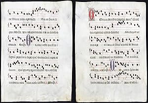 Seltenes, sehr großes original Pergament-Blatt aus einer Antiphonar-Handschrift des 15. Jahrhunde...