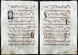 Seltenes, sehr großes original Pergament-Blatt aus einer Antiphonar-Handschrift des 15. Jahrhunde...