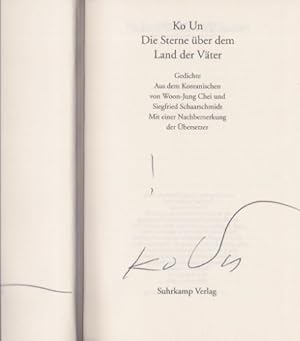 Bild des Verkufers fr Die Sterne ber dem Land der Vter - signiert Gedichte. Mit einer Nachbemerkung der bersetzer. Bibliothek Suhrkamp BS 1395. zum Verkauf von Bhrnheims Literatursalon GmbH