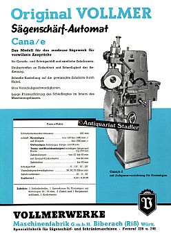 Original Vollmer Sägenschärf-Automat. Cana/e. Das Modell für das moderne Sägewerk für verwöhnte A...