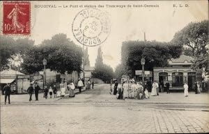 Ansichtskarte / Postkarte Bougival Yvelines, Le Pont et station des Tramways de Saint Germain