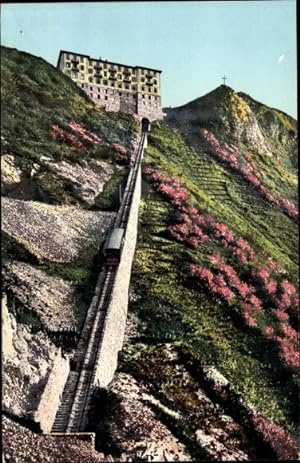 Ansichtskarte / Postkarte Stanserhorn Kanton Nidwalden, Blick auf das Hotel und Bahn