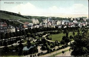 Ansichtskarte / Postkarte Wiesbaden in Hessen, Ansicht vom Nerotal II, Villen, Park