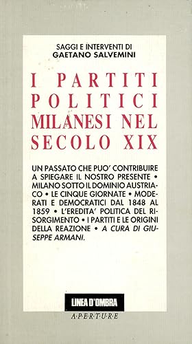 Seller image for I partiti politici milanesi nel secolo XIX for sale by TORRE DI BABELE