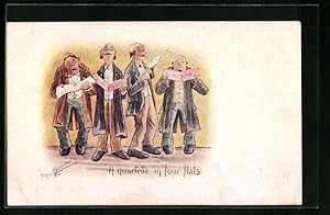 Bild des Verkufers fr Knstler-Ansichtskarte Cynicus: Quartett mit vier flachen Stimmen zum Verkauf von Bartko-Reher
