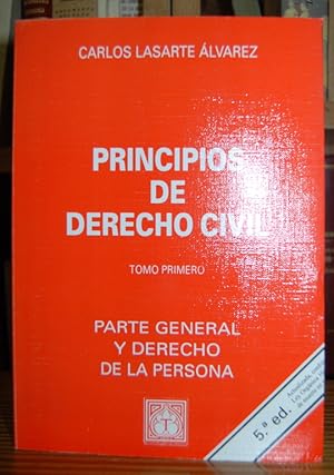 Imagen del vendedor de PRINCIPIOS DE DERECHO CIVIL. Tomo primero: PARTE GENERAL Y DERECHO DE LA PERSONA a la venta por Fbula Libros (Librera Jimnez-Bravo)