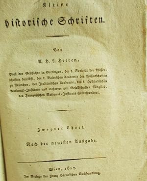 Bild des Verkufers fr Kleine historische Schriften (Zweyter Theil) zum Verkauf von Antiquariat Zinnober