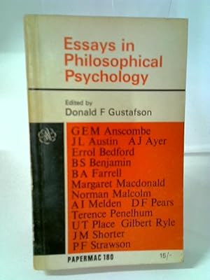 Bild des Verkufers fr Essays in Philosophical Psychology (Papermacs) zum Verkauf von World of Rare Books