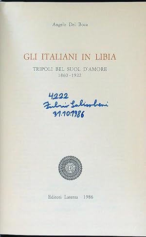 Bild des Verkufers fr Gli italiani in Libia zum Verkauf von Librodifaccia