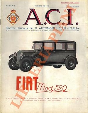 A.C.I. 1928. Organo Ufficiale de R. Automobile Club d'Italia.