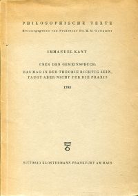 Bild des Verkufers fr ber den Gemeinspruch. Das mag in der Theorie richtig sein, taugt aber nicht fr die Praxis. 1793. zum Verkauf von Bcher Eule