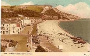 Seaton Devon Postcard The Beach Looking East Vintage 1955