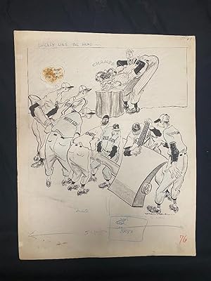 Willard Mullin Original Sporting News Art- Yankees Uneasy Lies the Head