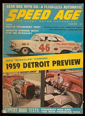 Speed Age Magazine August 1958-Detroit Preview-AJ Foyt-Bryan-Porsche
