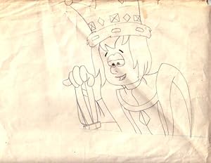 King Gerard Smurfs Animation Cel Drawing- Production Drawing Clockwork Smurf