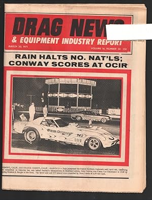 Drag News 3/20/1971--Gene Conway Corvette Funny car cover-OCIR-Wilmington-Vol.16 #34-VF