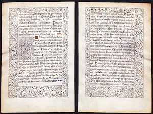 Bild des Verkufers fr Leaf of a Book of Hours printed on vellum / Blatt eines gedruckten Stundenbuches auf Pergament / Feuillet d'un livre d'heures imprim sur velin zum Verkauf von Antiquariat Steffen Vlkel GmbH