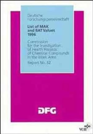 List of MAK and BAT values 1996. Commission for the Investigation of Health Hazards of Chemical C...