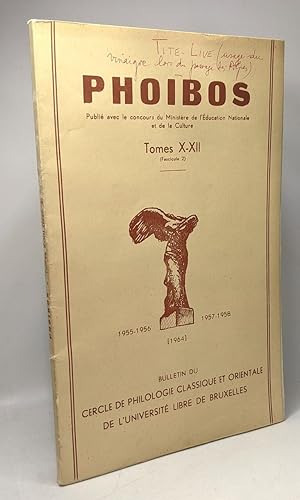 Phoibos - TOME X-XII (fascicule 2) - bulletin de philologie classique et orientale de l'Universit...