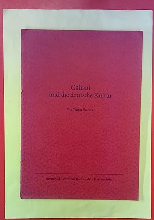 Imagen del vendedor de Galiani und die deutsche Kultur. Privatdruck a la venta por biblion2