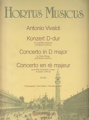 Bild des Verkufers fr Concerto for Flute, Strings and Basso continuo in D major, RV 783 - Full Score & Set of Parts zum Verkauf von Hancock & Monks Music