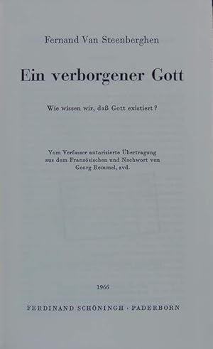 Image du vendeur pour Ein verborgener Gott. Wie wissen wir, dass Gott existiert? mis en vente par Antiquariat Bookfarm