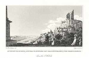 Bild des Verkufers fr Blick vom Drachenfels in die Rheinebene nach Bonn ('Aussicht nach Bonn, auf der Plattform des Drachenfelsens, vom Siebengebirge'). zum Verkauf von Antiquariat Norbert Haas