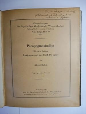 Parapegmastudien * - Mit einem Anhang Euktemon und das Buch De signis. Vorgetragen am 4. Mai 1940.