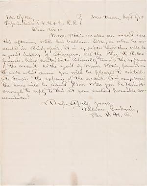 [AUTOGRAPH LETTER, SIGNED, FROM WILLIAM GOODWIN REQUESTING DONATIONS FROM THE NEW HAVEN AND HARTF...