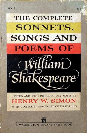 Imagen del vendedor de The Complete Sonnets, Songs, and Poems of William Shakespeare a la venta por Kayleighbug Books, IOBA