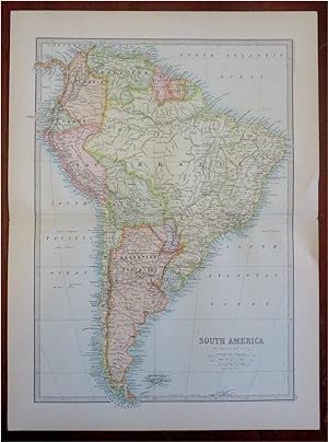 South America Peru Brazil Colombia Venezuela Chile 1890 Bartholomew map