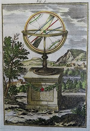 Armillary Sphere Astronomy Orbits Landscape View 1719 Mallet print