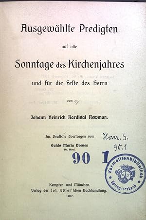 Immagine del venditore per Ausgewhlte Predigten auf alle Sonntage des Kirchenjahres und fr die Feste des Herrn. venduto da books4less (Versandantiquariat Petra Gros GmbH & Co. KG)