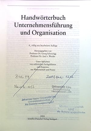 Bild des Verkufers fr Handwrterbuch Unternehmensfhrung und Organisation. Bd. 2. zum Verkauf von books4less (Versandantiquariat Petra Gros GmbH & Co. KG)
