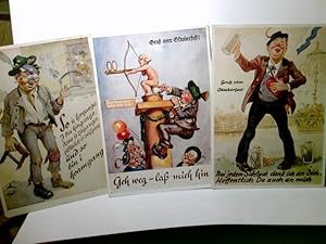 Oktoberfest. Humor. 3 x Alte Ansichtskarte / Postkarte farbig, gel. 50ger Jahre. Alle rund um das...