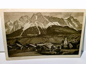 Obergrainau mit Alpspitze, Waxenstein und Zugspitze. Alte Ansichtskarte / Postkarte s/w, ungel. c...