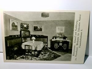 Ausstellung bemalter Wohnräume München 1910. Alte Ansichtskarte / Postkarte s/w, ungel., Wohnzimm...