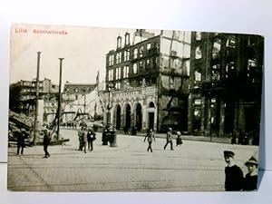 Lille. Bahnhofstraße. Frankreich. Kriegs - Erinnerungskarte. Alte Ansichtskarte s/w, ungel. um 19...