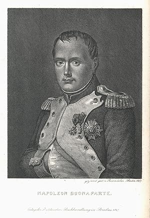 Image du vendeur pour Napoleon Bonaparte, als Kaiser Napoleon I., frz. Napolon Bonaparte bzw. Napolon Ier, Napoleone Buonaparte (Ajaccio auf Korsika 15. 08. 1769 - 05. 05. 1821 Longwood House auf St. Helena, Sdatlantik). Kaiser von Frankreich. Franz. General und Staatsmann. Brustbild,. mis en vente par Antiquariat Clemens Paulusch GmbH