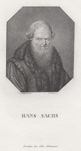 Seller image for Hans Sachs (Nrnberg 05. 11. 1494 - 19. 01. 1576 Nrnberg). Dt. Spruchdichter, Meistersinger und Dramatiker. Brustbild,. for sale by Antiquariat Clemens Paulusch GmbH