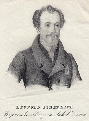 Bild des Verkufers fr Leopold IV. Friedrich (Dessau 01. 10. 1794 - 22. 05. 1871 Dessau). Herzog und Regent von Anhalt - Dessau. Brustbild,. zum Verkauf von Antiquariat Clemens Paulusch GmbH