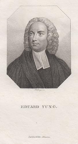 Imagen del vendedor de Edward Young (Upham 03. 07. 1683 - 05. 04. 1765 Welwyn). Engl. Dichter und Pfarrer. Brustbild,. a la venta por Antiquariat Clemens Paulusch GmbH