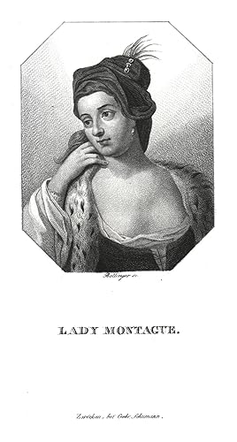 Seller image for Mary Wortley Montagu (London 26. 05. 1689 - 21. 08. 1762 London). Engl. Schriftstellerin. Brustbild. for sale by Antiquariat Clemens Paulusch GmbH