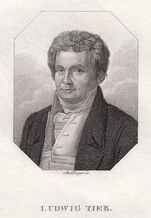 Seller image for Johann Ludwig Tieck (Berlin 31. 05. 1773 - 28. 04. 1853 Berlin). Dt. Dichter, Schriftsteller, Herausgeber und bersetzer (Shakespeare) der Romantik. Er publizierte auch unter den Pseudonymen Peter Leberecht und Gottlieb Frber. Brustbild,. for sale by Antiquariat Clemens Paulusch GmbH